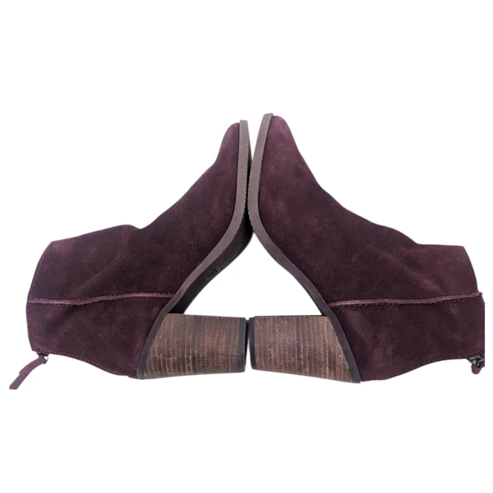 Nordstrom BP Suede Leather Ankle Boots Heeled Booties Womens 8 Purple Western